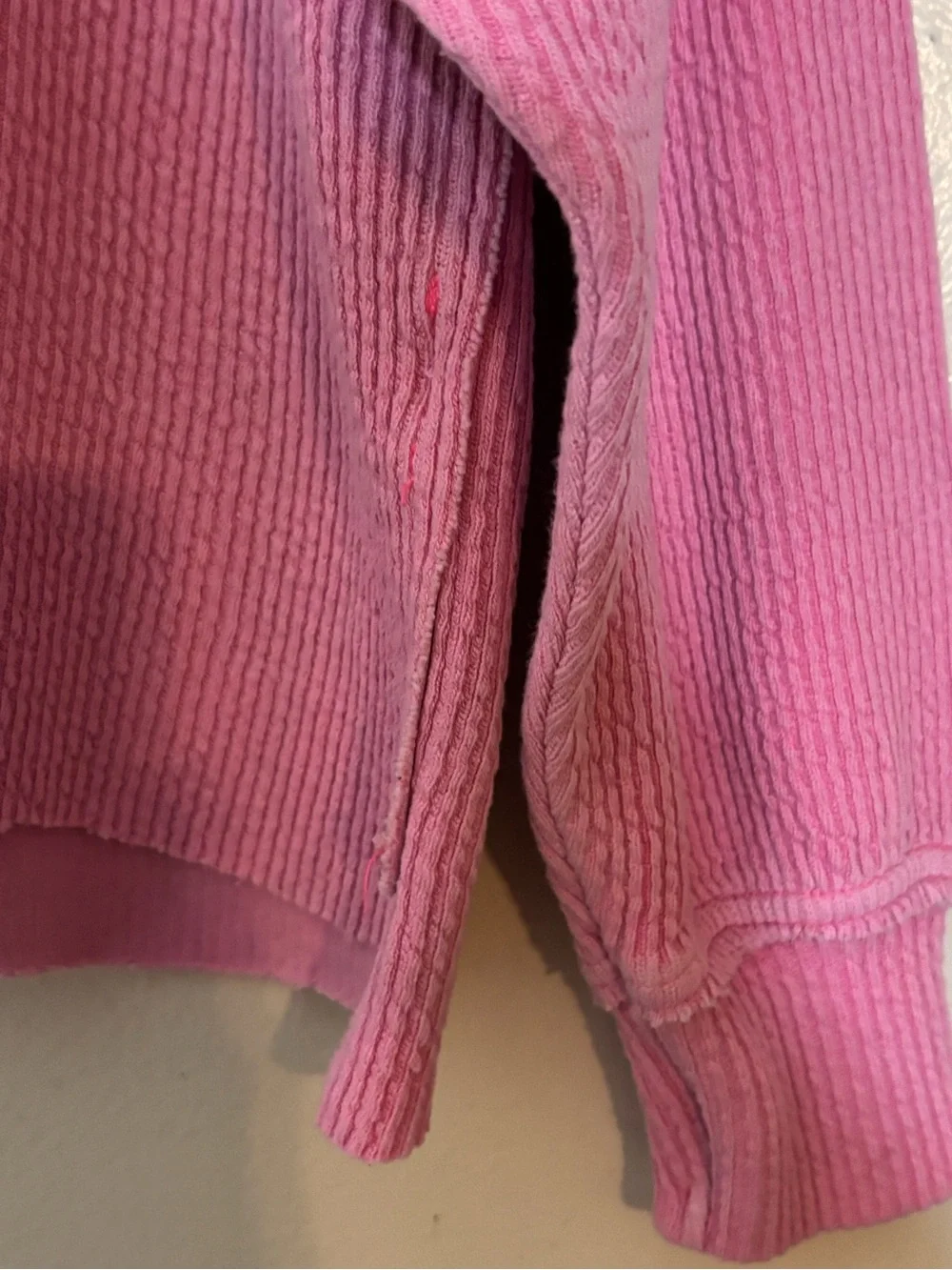 aerie  Sustainable  Real Good apparel textured Pink V-Neck Sweatshirt Pullover